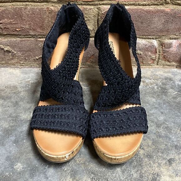 Montego Bay Club Black Wedge Sandal Size 6.5 - Picture 2 of 9